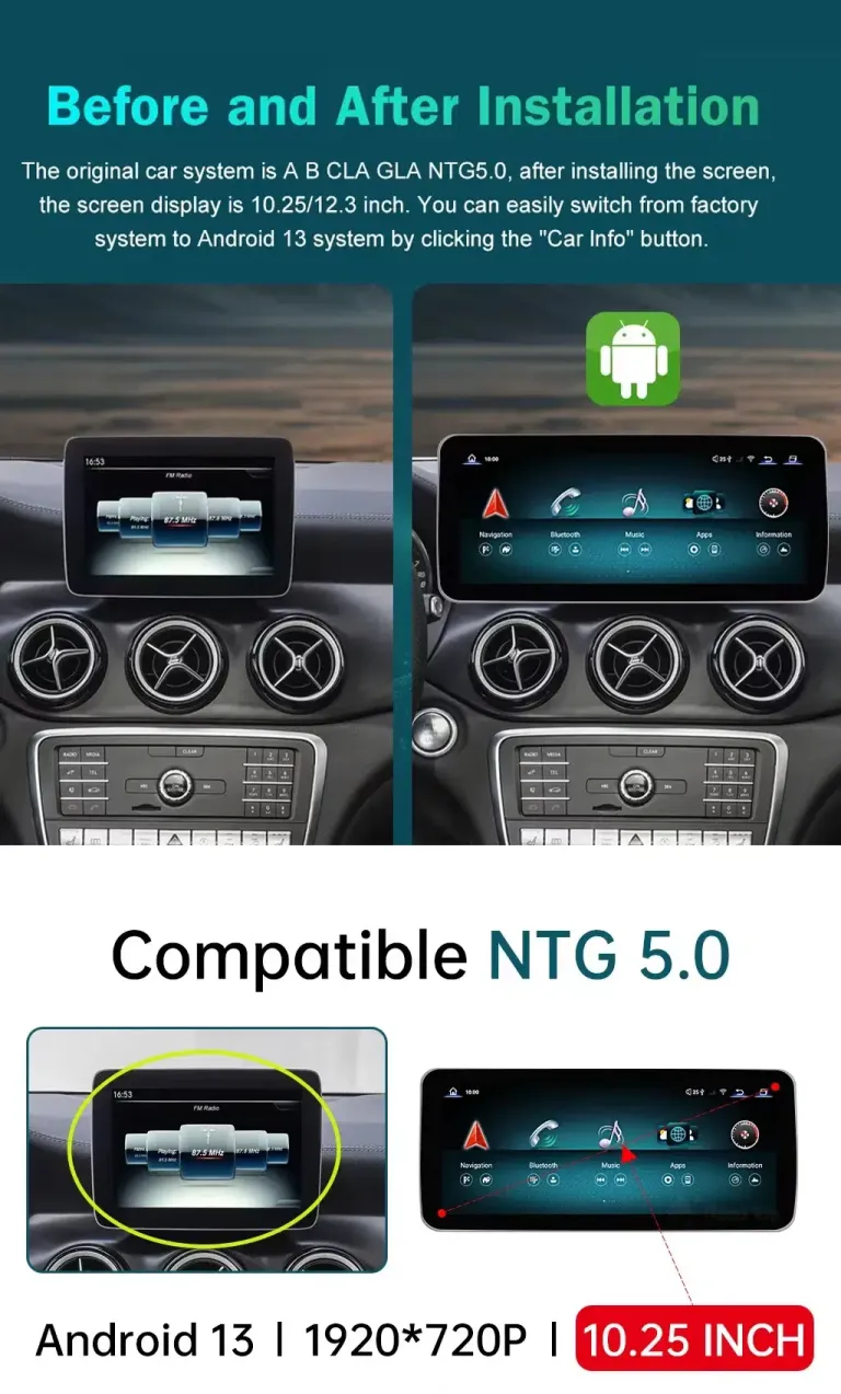 Android glavna jedinica za Mercedes B-Class 2012–2018 | CarPlay DSP