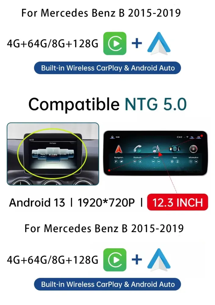 Android glavna jedinica za Mercedes B-Class 2012–2018 | CarPlay DSP